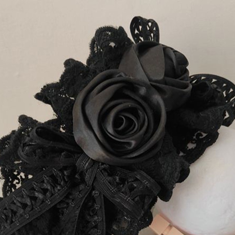 Băng Đô Cài Tóc Màu Đen Đính Hoa Thanh Lịch Dành Cho Nữ