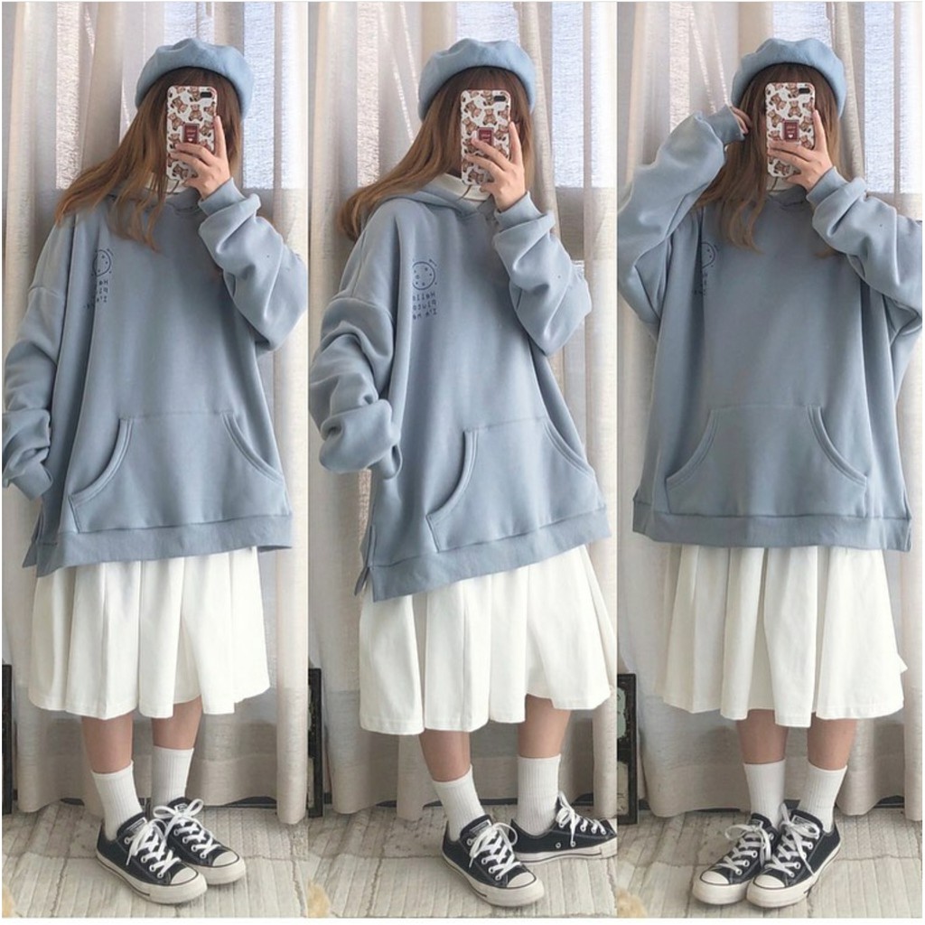 Áo Hoodie Nỉ Bông CHARON Form Rộng Xẻ Tà Ulzzang Unisex (4 Màu)