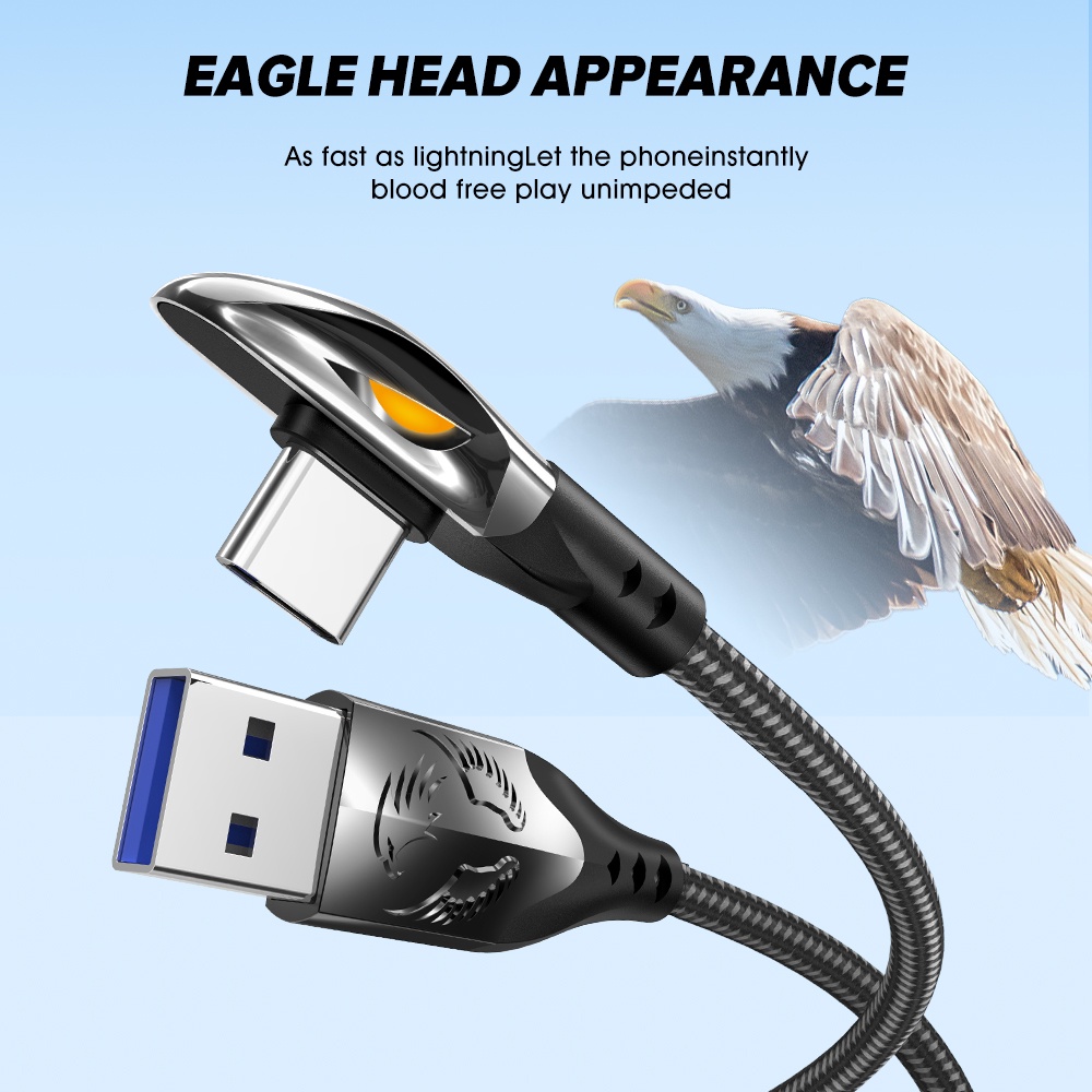 Dây cáp sạc Elough 6A USB C QC 3.0 đầu sạc vuông hỗ trợ sạc nhanh cho Huawei Samsung
