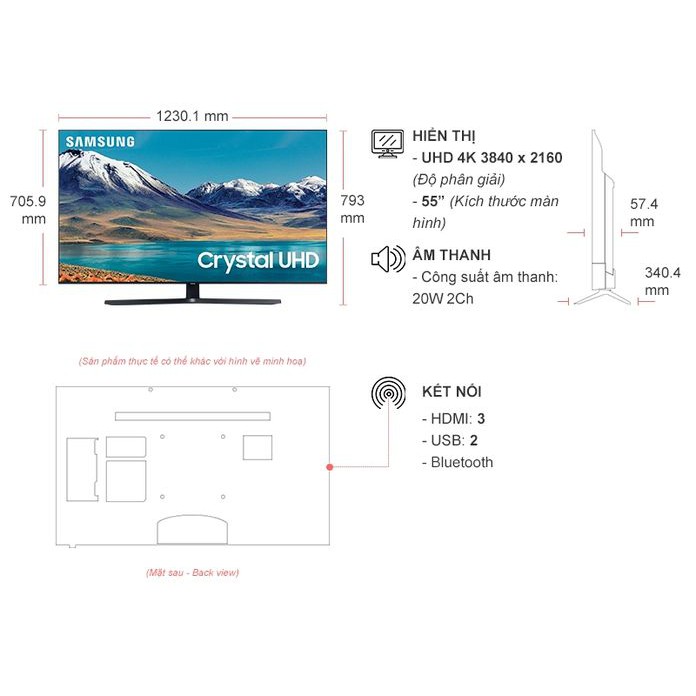 Smart Tivi Samsung 4K 55 inch UA55TU8500KXXV (Miễn phí giao tại HCM-ngoài tỉnh liên hệ shop)