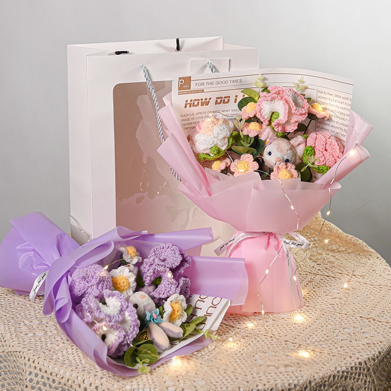 Bó Hoa Hướng Dương Giả Bằng Len Dệt Kim Thủ Công Làm Quà Tặng Valentine Cho Bạn Gái