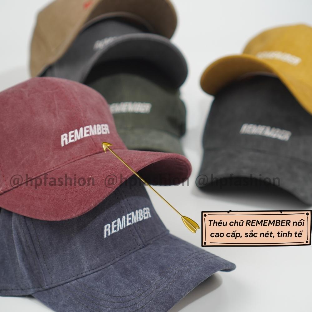 Mũ lưỡi trai ❤️ Nón kết thêu chữ REMEMBER chất kaki jean cao cấp form unisex nam nữ N39