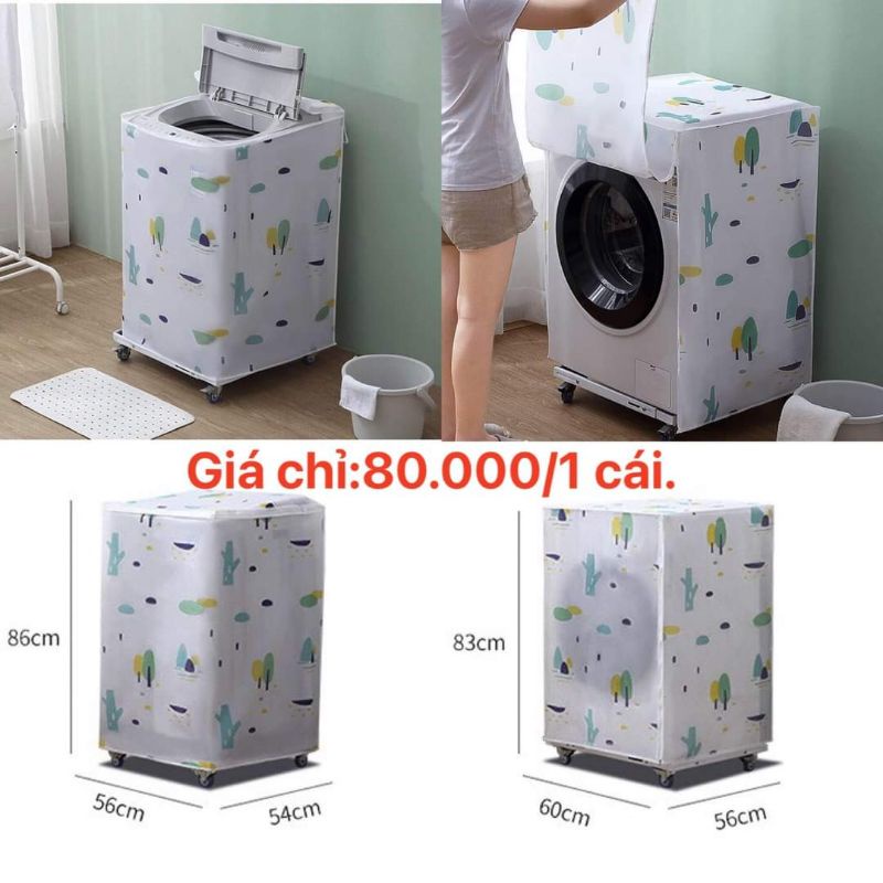 Áo trùm máy giặt mẫu mới loại dày cao cấp - Cửa trước: 83x60x56cm