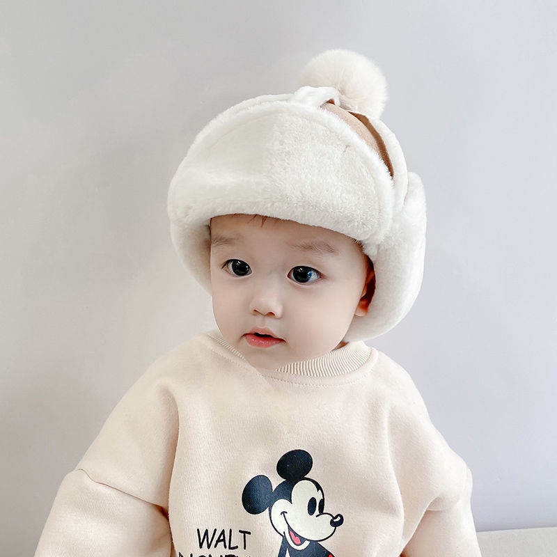 Mũ bé trai bé gái bịt tai lông thỏ mềm mũ phi công cho bé