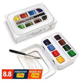 [ HỌA CỤ ONLINE ] Màu nước Sennelier Aqua Mini (half-pan 8 màu kèm cọ)