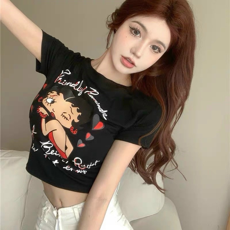 Áo thun croptop in hoạ tiết xinh G8B alohashop91