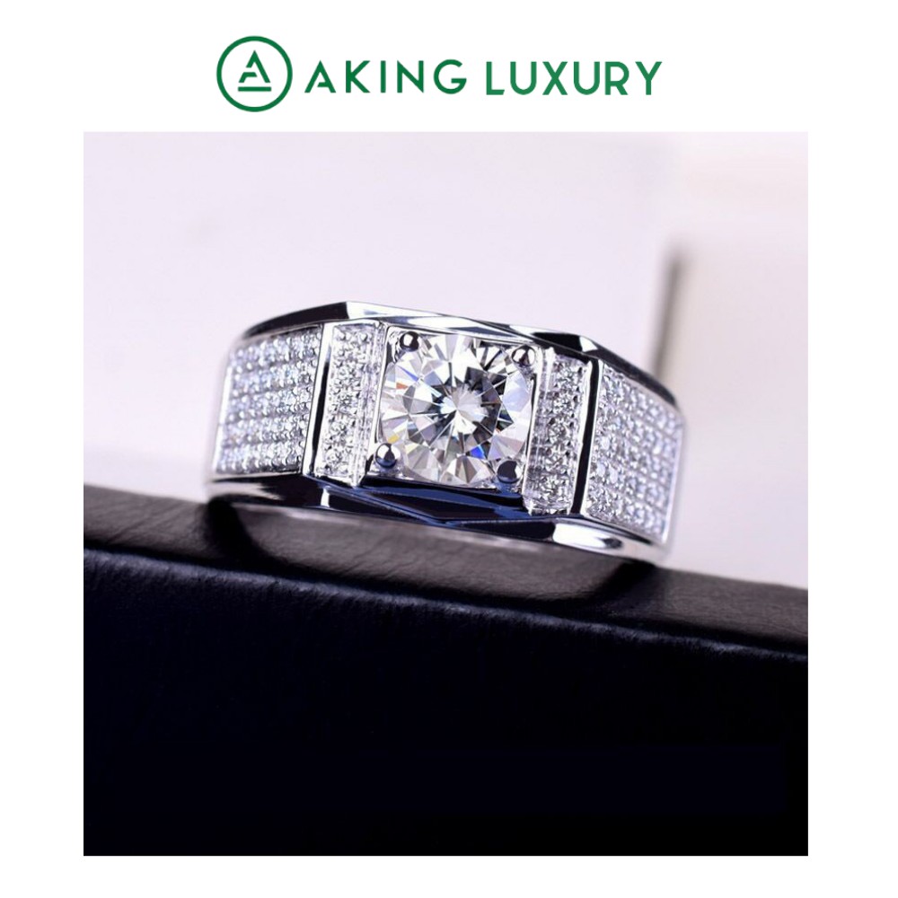 Nhẫn bạc nam  AKING LUXURY AK28 cao cấp, Nhẫn nam đính hôn phong cách sang trọng, lịch lãm