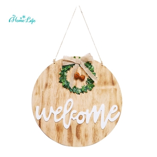 Bảng Gỗ Treo Cửa Trang Trí In Chữ Welcome