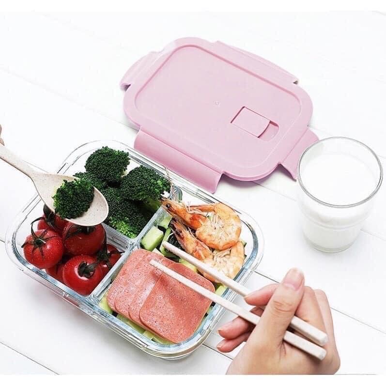 Hộp Thủy Tinh Lạnh 3 Ngăn Đựng Thức Ăn, Hộp Đựng Thức Ăn, Thực Phẩm