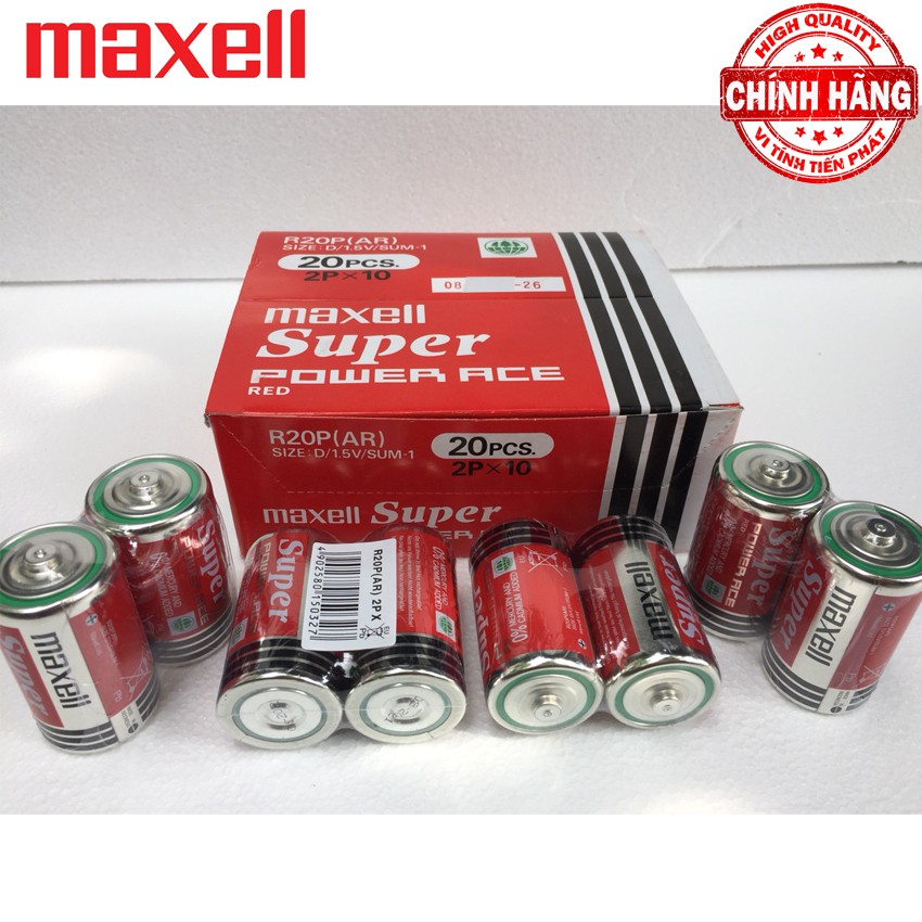 Bộ 10 viên Pin Đại D R20P Maxell Super Power 1.5V - Maxell dùng cho bếp ga, đồng hồ, đèn pin, thiết bị y tế,..