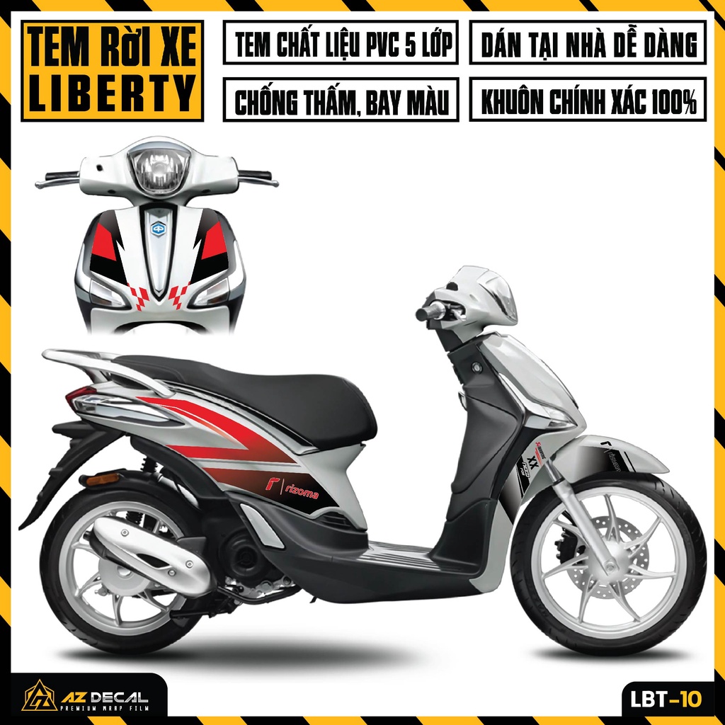 Tem Liberty 125 Thiết Kế Rizoma | LBT-10 | Decal Dán Xe Máy Liberty Chống Nước, Bền Màu Dễ Dán Tại Nhà
