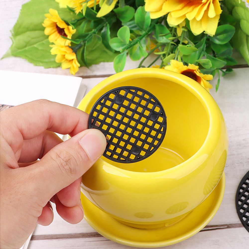 Set 10 tấm lưới nhựa lót chậu hoa chống rò rỉ chống mòn tiện lợi
