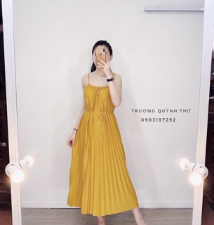 Váy bầu maxi đi biển 2s xếp li