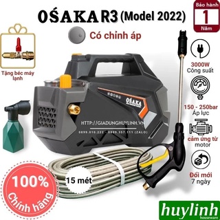 Máy xịt rửa xe chỉnh áp osaka r3 - 3000w - model 2022 - tặng béc rửa máy lạnh, điều hoà
