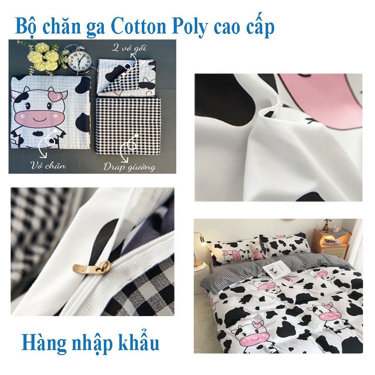 Bộ chăn ga gối Cotton Poly M2T Bedding drap giường Hàn Quốc miễn phí bo chun ga giường bọc đệm- HT home | BigBuy360 - bigbuy360.vn