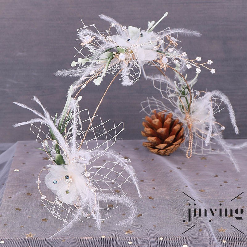 GETNOIVAS Vòng cài tóc kèm hoa và lông vũ xinh xắn cho nữ