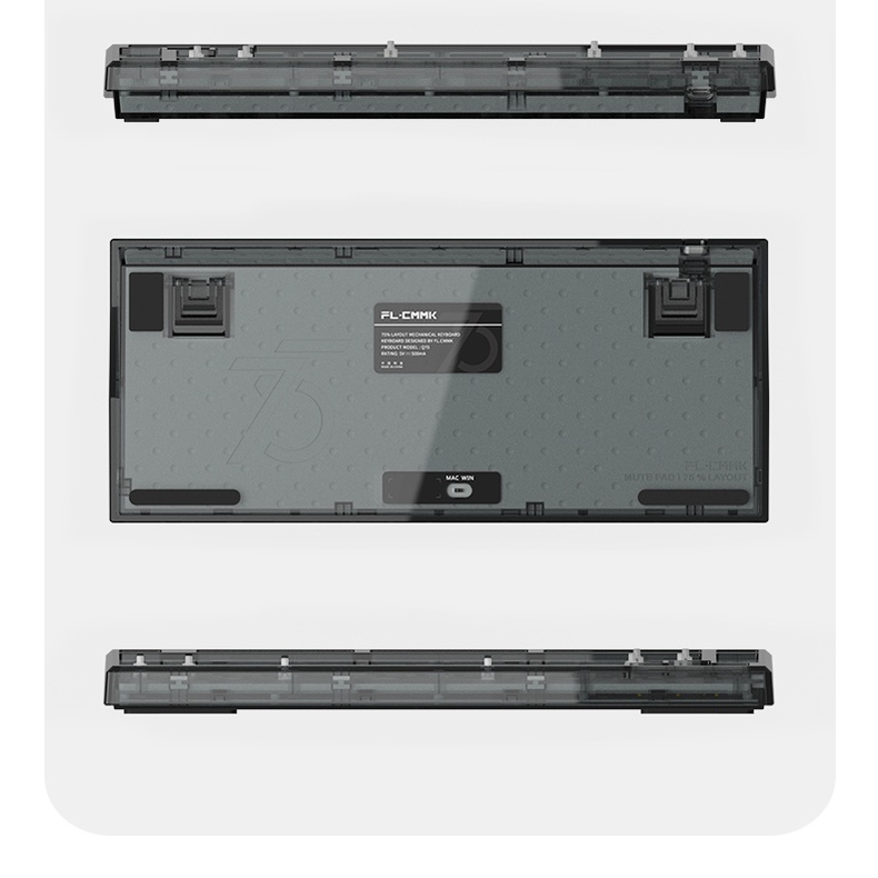 Custom Kit FL-Esports Q75 Crystal Grey  Bàn phím cơ