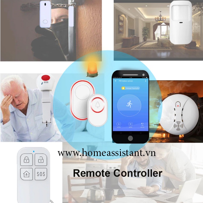Chuông Cửa Không Dây Wifi Tuya Kiêm Trung Tâm Báo Động WDR01