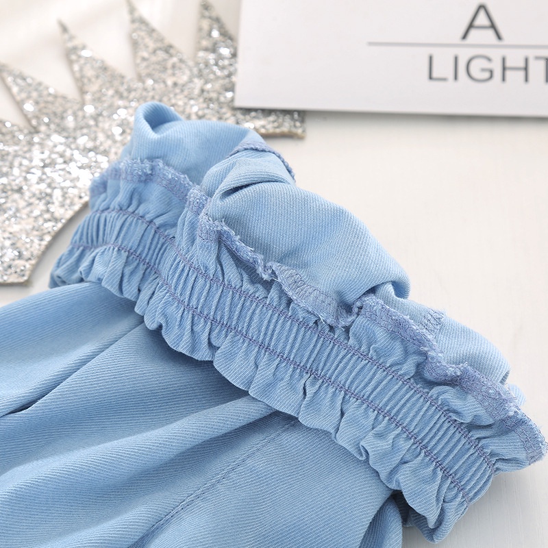 Quần Đùi Bé Gái / Quần Sooc Bé Gái Chất Liệu Bò Giấy Siêu Mềm Mát Cạp Chun Co Dãn Thoải Mái Cho Bé Từ 11-29kg