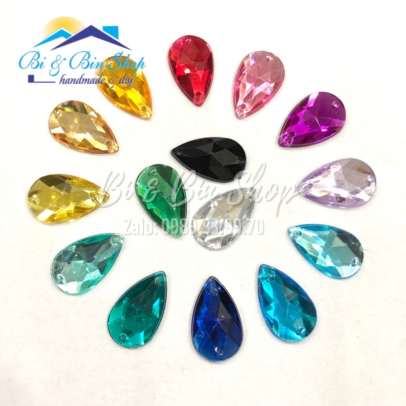 72 Viên Đá Kết Giọt Nước 11x18mm Đính Kết Trang Phục Thời Trang, Làm Phụ Kiện Handmade