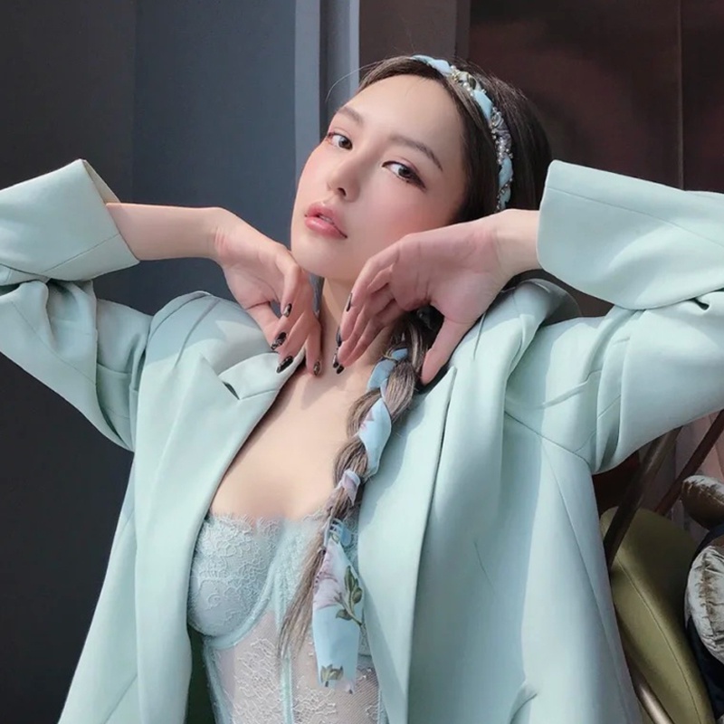 Băng đô cài tóc có ruy băng thắt bím họa tiết hoa phong cách Hàn Quốc dành cho nữ