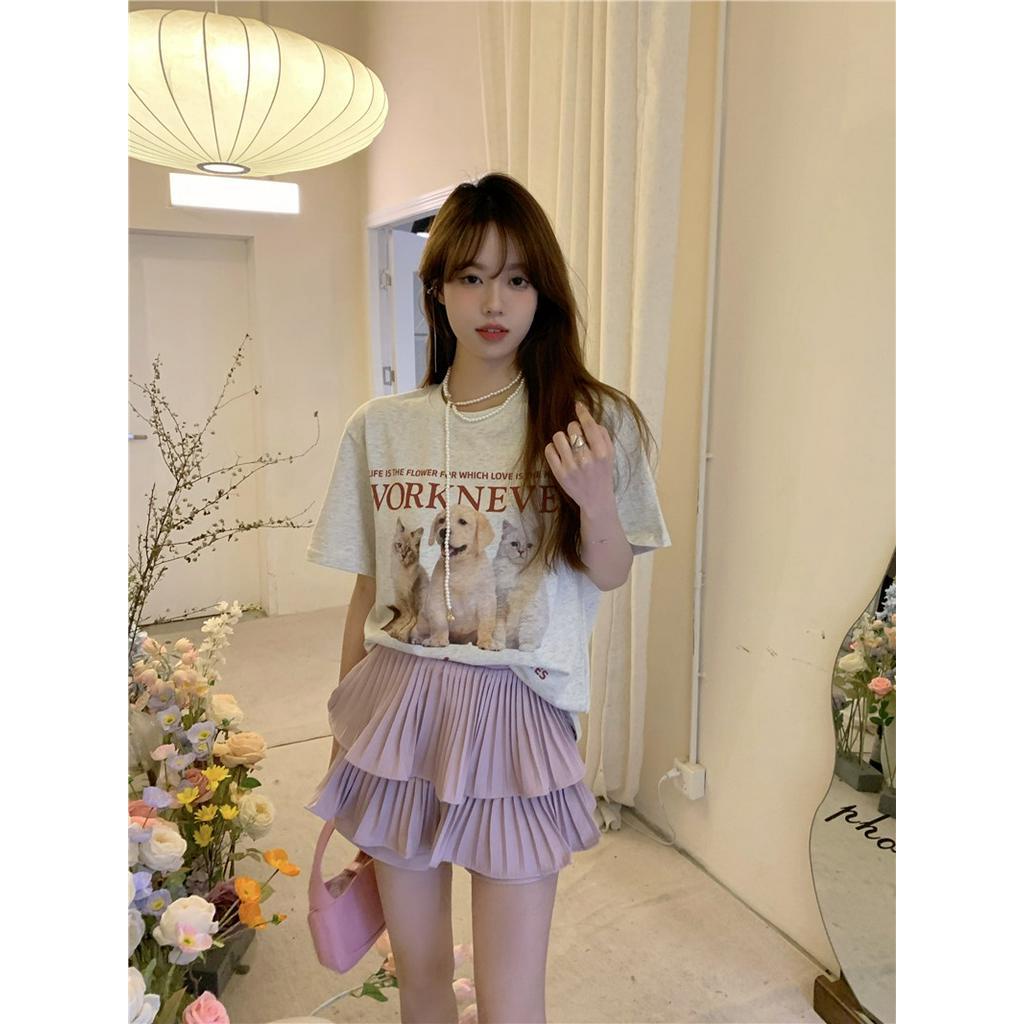 62078 Áo Thun Tay Ngắn Cotton Tinh Khiết In Hình Dễ Thương