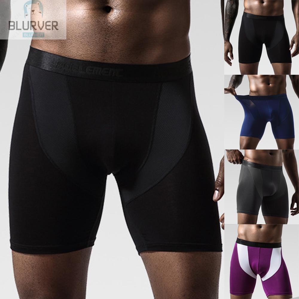 BLURVER~Mens Boxer Briefs Soft Stretchy Long Leg Workout Fitness Underwear Plus Size#blueriver