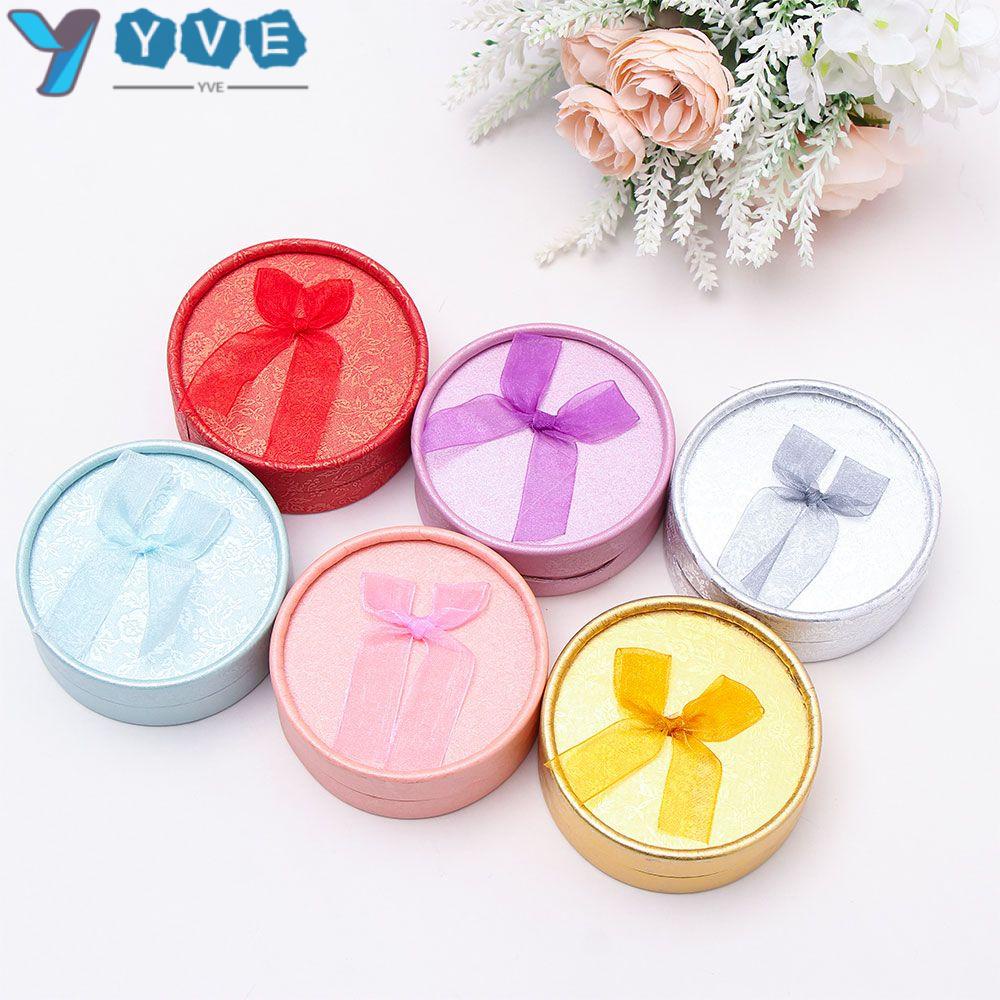 Hộp Đựng Trang Sức Hình Tròn Đính Nơ Nhiều Màu Sắc