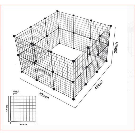 10 Miếng Lưới Sắt Làm Hàng Rào Quây Chuồng Chó Mèo Thú Cưng Lắp Ghép Đa Năng Tặng Kèm Phụ Kiện Lắp Ráp