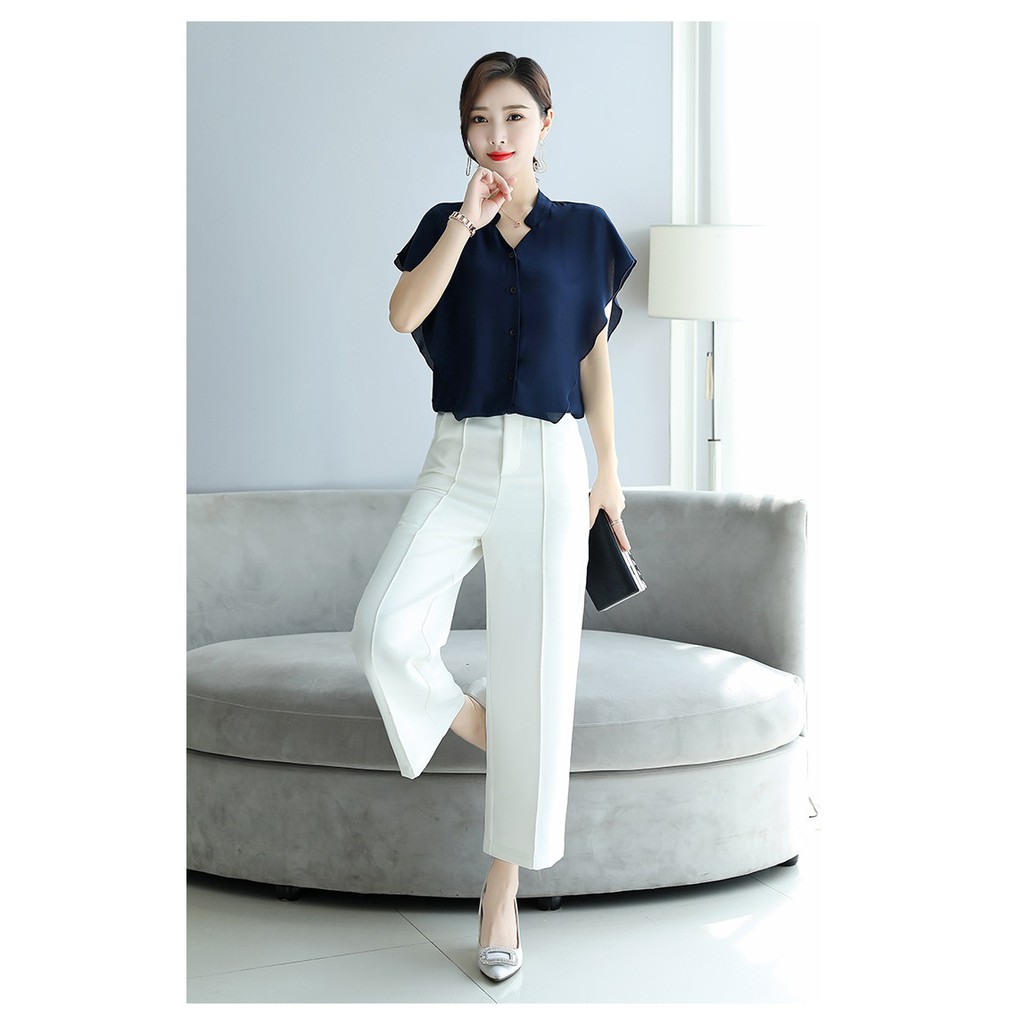 Áo Sơ Mi Nữ Công Sở kiểu Cổ Trụ, Cánh Dơi 2 Lớp | BigBuy360 - bigbuy360.vn