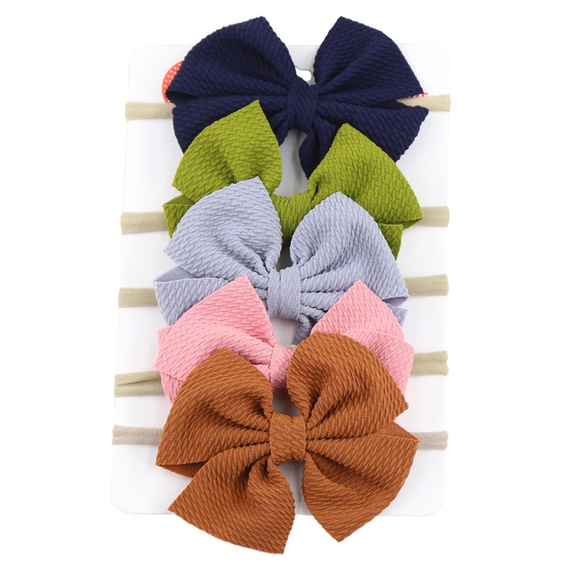 Set 5 Băng Đô Nơ Co Giãn Thời Trang Cho Bé Gái