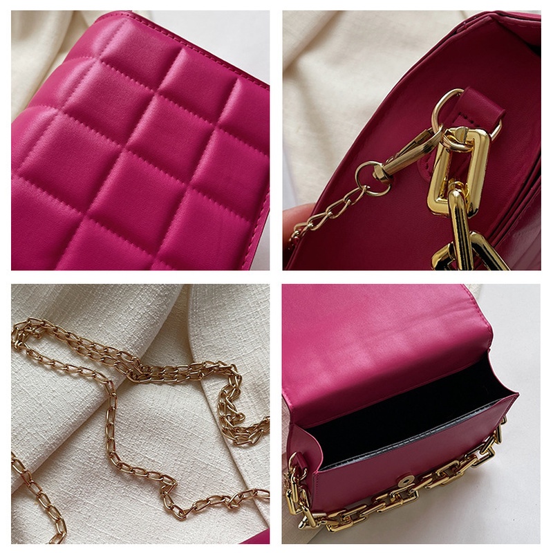 Túi Xách Đeo Vai Hình Vuông Màu Trơn Phối Dây Xích Hình Vuông Nhỏ Phong Cách Retro 2022 NB00122