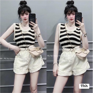 Áo len ba lỗ đen be