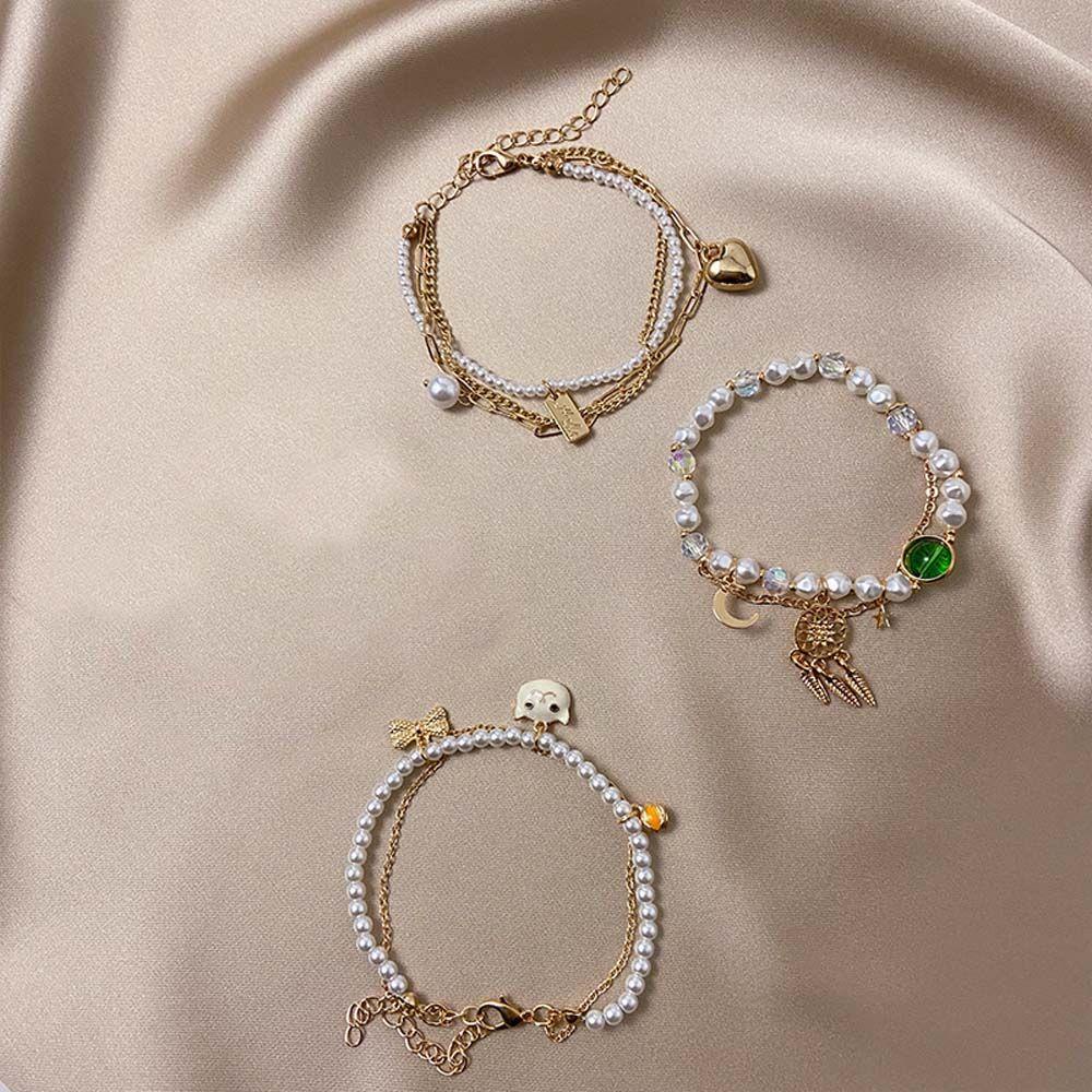 Vòng Tay Hai Lớp Thắt Nơ Họa Tiết Hình Học Cá Tính Hợp Thời Trang Cho Nữ|Vòng Tay Phong Cách Baroque Hàn Quốc