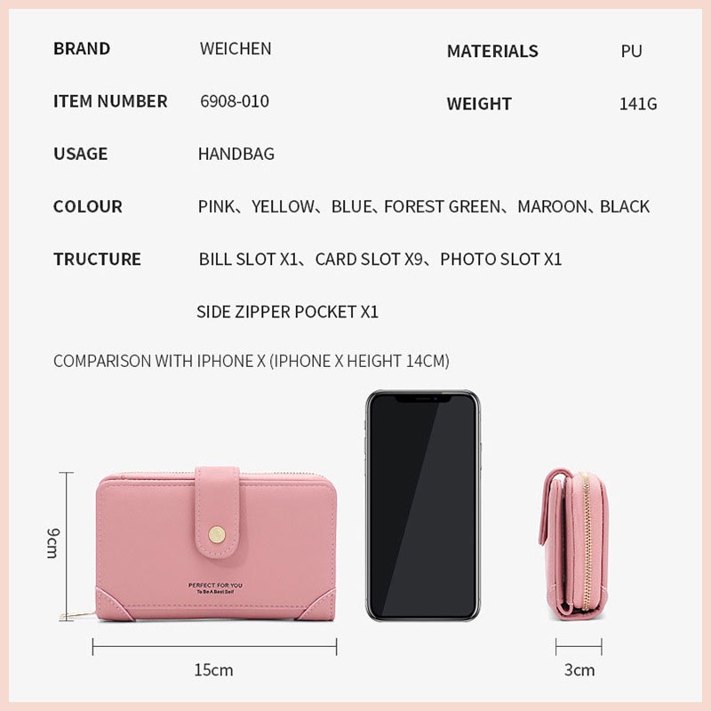 Ví nữ ngắn cầm tay cao cấp PFY đẹp nhiều ngăn đựng thẻ tiền card giá rẻ học sinh sinh viên Tina Shop W182