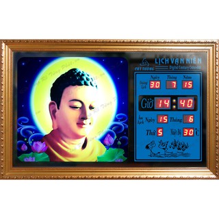 Đồng hồ Lịch Vạn Niên điện tử - Phật Tổ 55633 (KT 55x35x7cm)_Có 2 Loại (Không Remote đèn và Có Remote đèn )