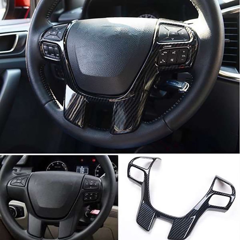 Khung Viền Trang Trí Vô Lăng Xe Hơi Ford Ranger Everest Endeavor 2015 + Bằng Sợi Carbon