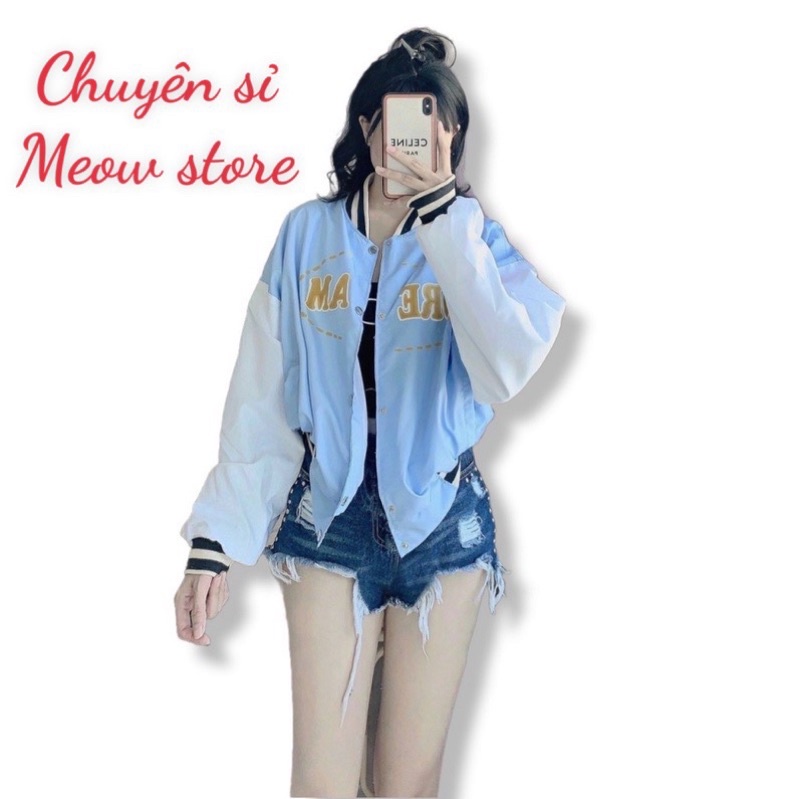 Áo khoác bomber dù 2 lớp croptop cute