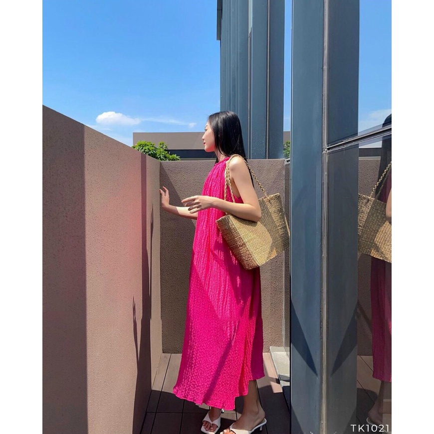Đầm suông maxi cổ yếm 2M