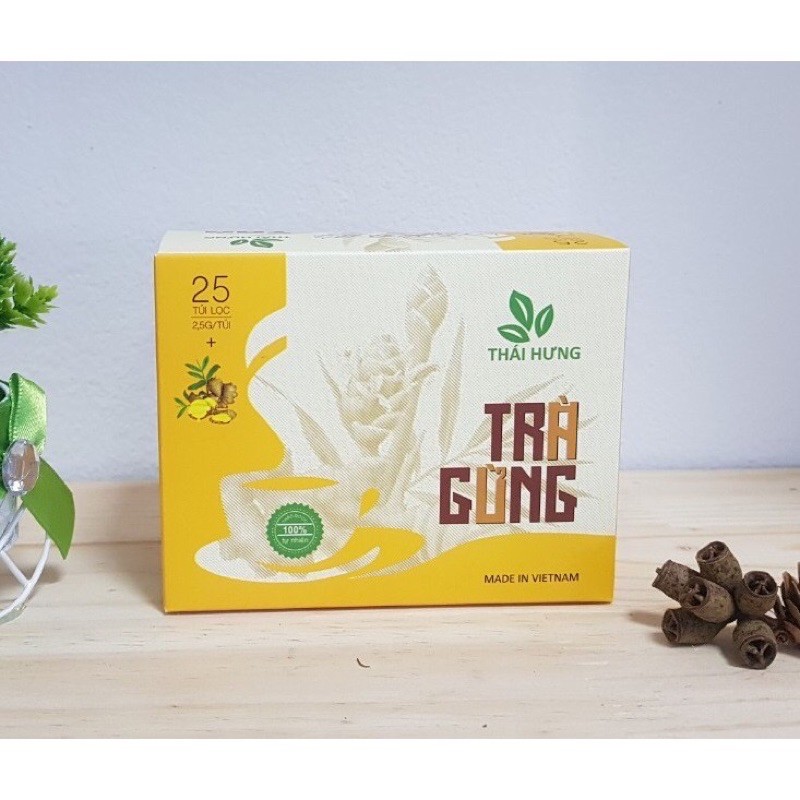 TRÀ GỪNG _An Thái Hưng _Hộp25*2.5g_Tăng huyết áp thấp,giải cảm lạnh.