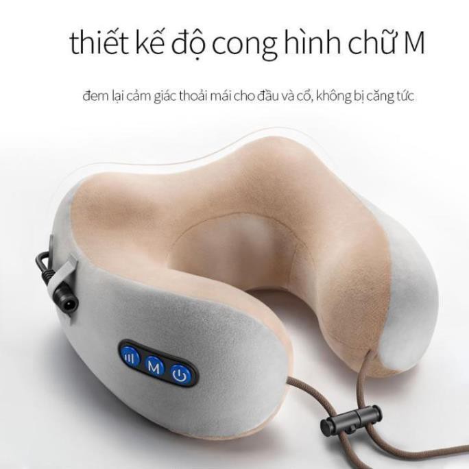 Gối massage vòng cổ kèm pin cao cấp - hỗ trợ điều trị thoái hóa cổ.