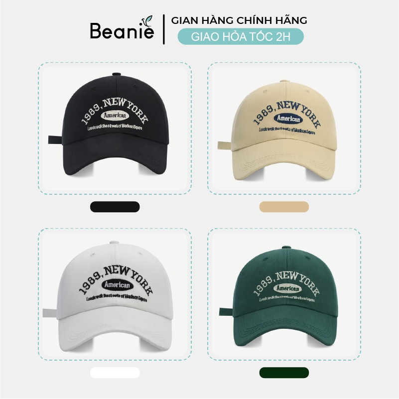 Mũ Lưỡi Trai BEANIE Thêu Chữ 1989 NEW YORK Cao Cấp Unisex Nam Nữ, Nón Kết Lưỡi Chai Vải Kaki Hàn Quốc Đẹp Màu Đen LT21