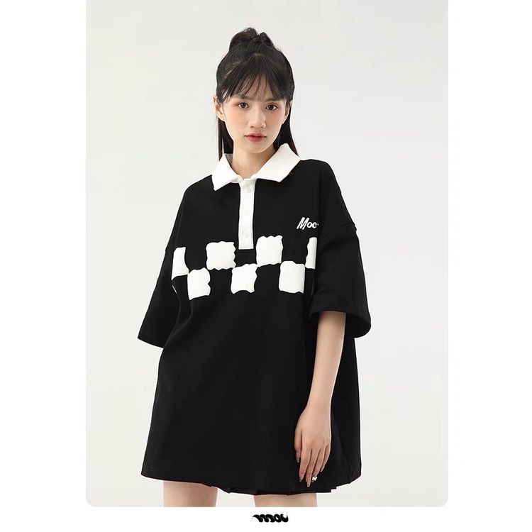 Áo Polo MOC Nam Nữ Unisex Vải COTTON Chất Liệu In Nổi Phong Cách Ulzzang - GIDI
