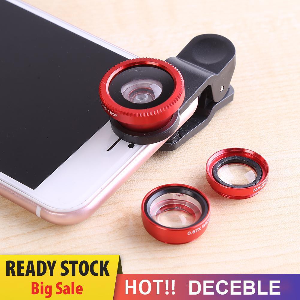 Deceble 3 in 1 Wide Angle Macro Fisheye Phone Camera Lens Kit for iPhone Samsung