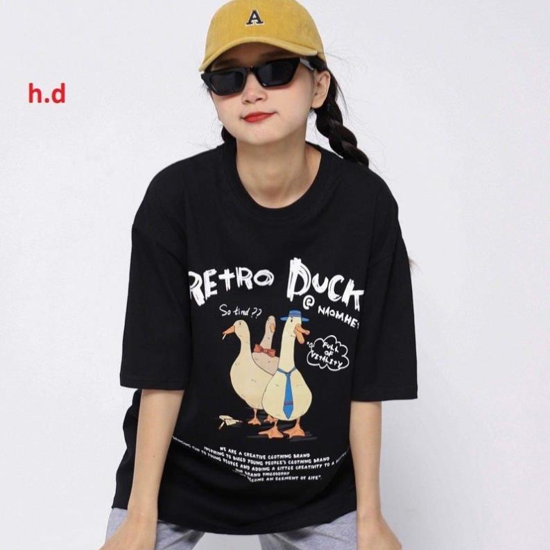 Áo thun ba con vịt form rộng tay lỡchất cotton nam hucott