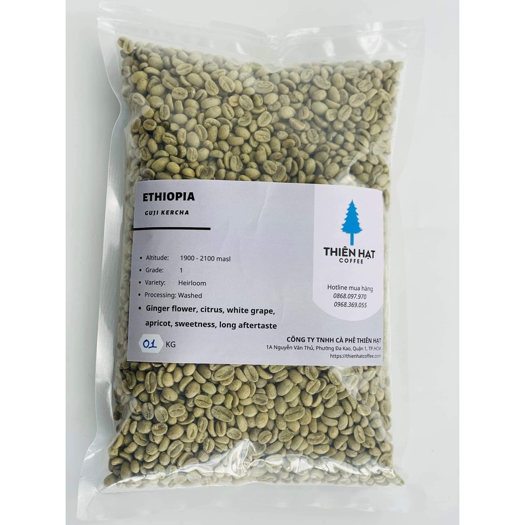 Cà phê nhân xanh ETHIOPIA GUJI KERCHA- 1kg