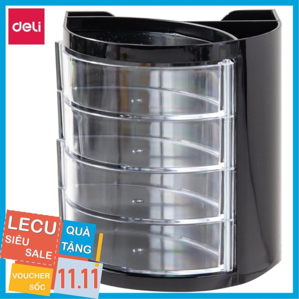 Cốc cắm bút 4 ngăn Deli, Đen -1 chiếc - E9133