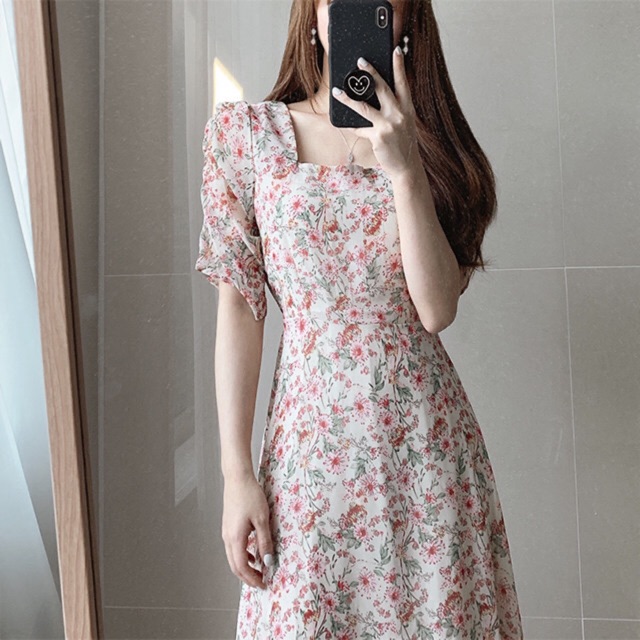 Đầm Váy voan cổ vuông vintage, style ulzzang Hàn Quốc 🌻 Panny Boutique 🌻