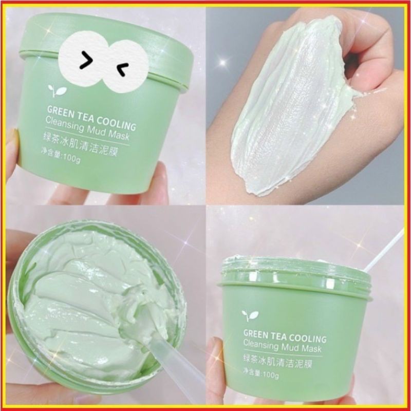 Hộp mặt nạ bùn đất sét trà xanh  Maigoole100g se khít chân lông; giảm mụn
