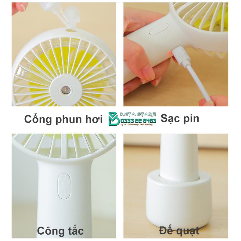 Quạt Phun Sương Cầm Tay WFAN 2020 Nhỏ Gọn, Tạo ẩm Chăm Sóc Da Mặt 2 in 1 - Cực Hot